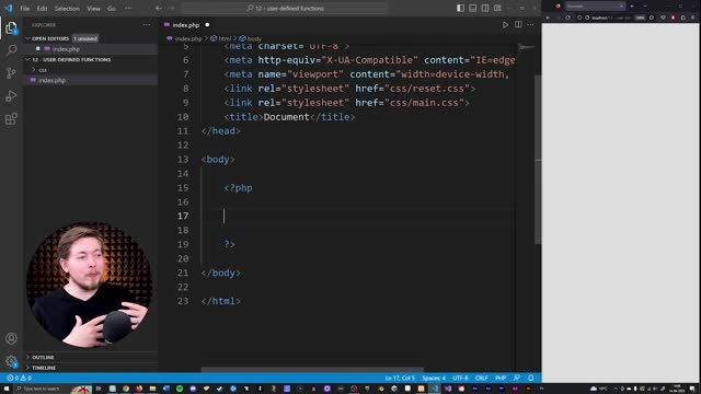 12   User Defined Functions in PHP for Beginners   2023   Learn PHP Full Course for Beginner